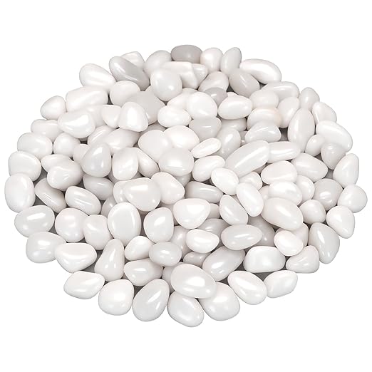 Succulent Rocks,Virekm River Rocks,Decorative Ornamental Pebbles,Garden Landscaping Stones,Gravel Filler for Home Decoration Flower Bed Fish Tank Plants Vases Succulents (1, White, 2 Pounds)
