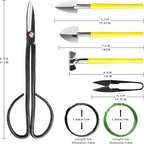 MOSFiATA Bonsai Tools Set 7Pcs, Bonsai Tree Tools Kit Succulent Trimming Tools Include Scissors, Cutters, Rake, Round and Pointed Shovel &Training Wire for Bonsai Beginner Gardening Gifts