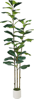 Alupssuc 6FT Artificial Fiddle Leaf Fig Tree with White Planter Pot, 6 feet Tall Fake Tree for Home Decor, Faux Ficus Tree Fake Moss for Indoor Outdoor Office Living Room
