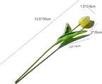 Mandy's Light Yellow Artificial Tulips Flowers Centerpiece, 13.5" Lifelike PU Fake Floral Stems 20pcs for Kitchen Island & Dining Table, Spring Decor for Easter
