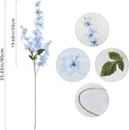 6PCS Blue Delphinium Artificial Flower Lifelike Silk Larkspur Flowers Plant 35.43" Long Stem Blossoms Fake Flowers for Tall Vase Floral Arrangements Home Table Wedding Decor(Blue)