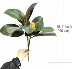 Artificial Magnolia Plants 18 Inch, Fake Magnolia Leaves Stems Faux Greenery Big Leaf Branches Shrubs Houseplant Decor for Indoor Outdoor Home Garden Wedding Table Centerpiece Vase Decoration 2 Pack