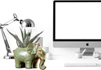 DIYOMR Small Ceramic Planter Pot, 4.3" Vintage Bronze Animal Planters Ceramic Flowerpot Succulent Pots Cactus Pot for Office Home Desktop Decor - Plants Not Included (Elephant Pot)
