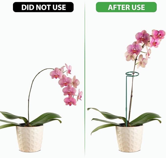 Unves 24 Inch Plant Stakes Tall, 12 Pack Garden Plant Support Stakes,Two Sizes(12" or 24") Single Stem Plant Cage for Outdoor Indoor Plants Orchid, Tomatoes, Peony, Lily, with 100 Pcs Twist Ties
