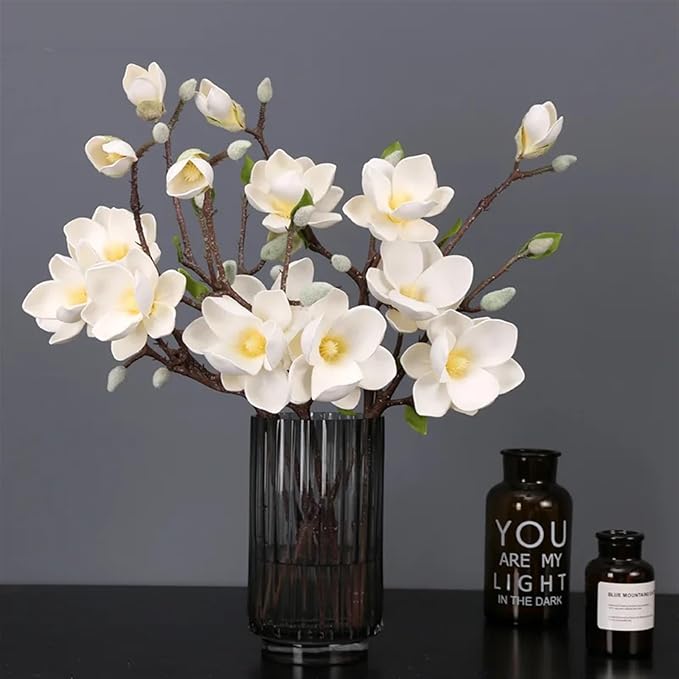 Artificial Flowers for Decoration,Simulated Flowers Simulation Big Magnolia Artificial Flower Orchid Fake Flowers Plant Living Room Home Wedding Decoration(Light Purple)