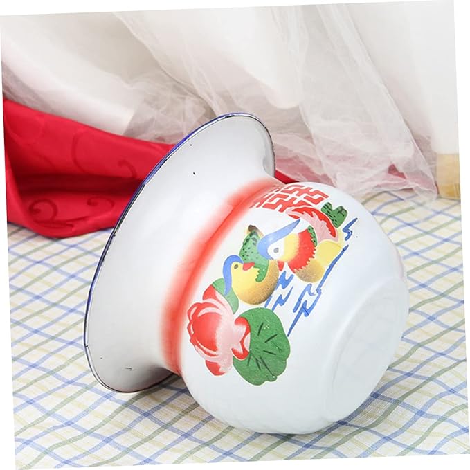 VANZACK Enamel Spittoon Portable Bedpan Urinal Pot for Adults and Children Vintage Style Durable Household Medical Aid