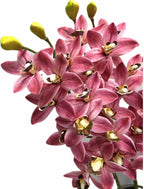 4pcs Artificial Cymbidium Orchid Flower Plant 3D Print Vanda 10 Heads Latex Phalaenopsis Flower (deep Pink 2)