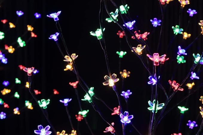 Lightshare Set of 3 LED Cherry Blossom Trees, 4FT 5FT and 6FT Lighted Artificial Trees Multicolor with Remote Contrl for Decoration Inside and Outside, Home Patio Wedding Festival Christmas Decor