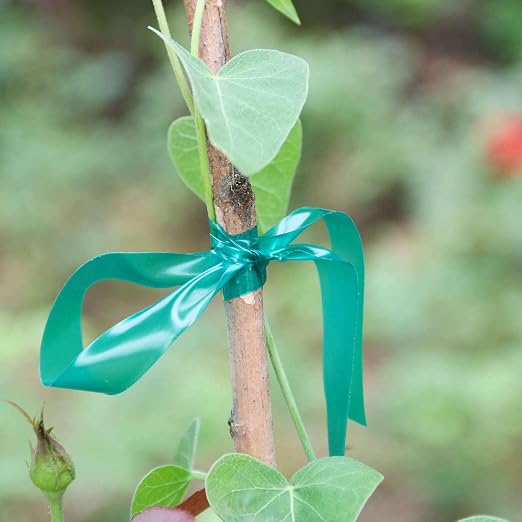 Garden Tie Tape 0.45" 290 Ft, Stretch Tie Tape Roll, Sturdy Plant Ribbon Garden Green PVC Plastic Stake Gardening Tools for Indoor Outdoor Patio Plant Use