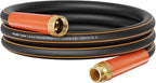 Giraffe Tools Garden Hose 50ft x 3/4",Heavy Duty Rubber Hose,No Kink,Flexible,Hybrid Hose with Male/Female for Cleaning & Washing，1464PSI，Black