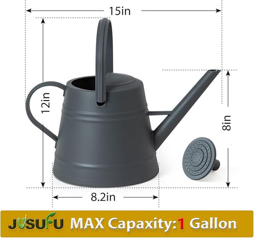 1 Gallon Watering Can for Plants, Watering Cans for Indoor&Outdoor Gardening, Water Can with Ergonomic Movable Handle (Dark Grey)