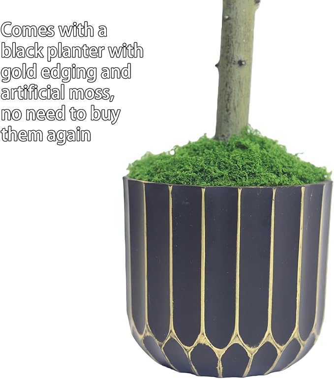 4FT Artificial Fiddle Leaf Fig Tree, Premium Fake Ficus Lyrata Plant in Decorative Black Planter for Indoor Home Office Decor, Housewarming Gift