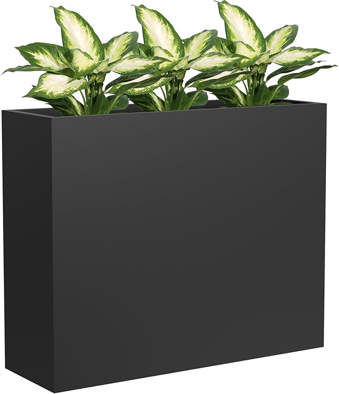 Metal Tall Planter 38" L x 12" W x 30" H, Long Rectangular Planter Box with Drainage Holes & Removable Shelf – Heavy Duty Steel Planter for Tall Plants, Flowers or Shrubs