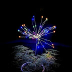 FOOING 4 Pcs Solar Garden Lights Solar Firework Lights Waterproof, 120 LED String Light 2 Modes Twinkling Fairy Nightlight for Garden, Wedding, Party, Patio, Yard, Landscape Decoration (Colorful)