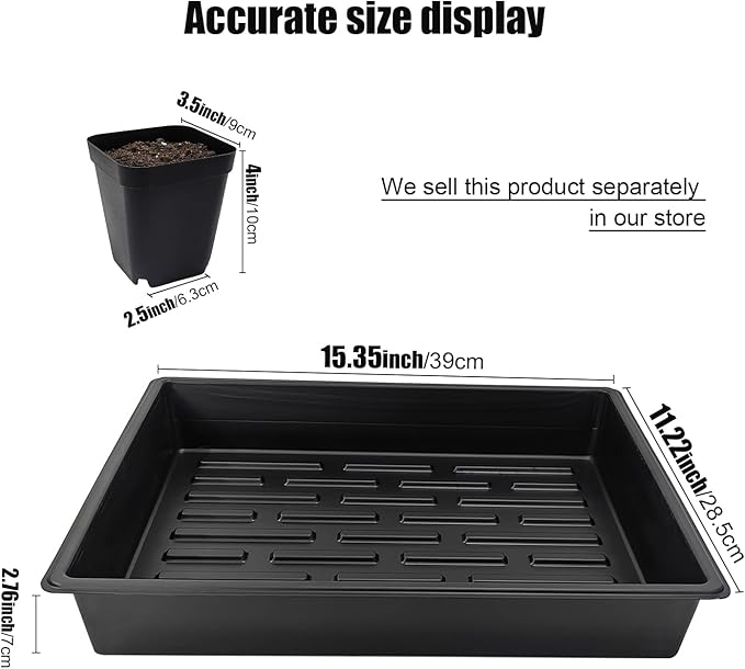RooTrimmer 3.5 inch (9CM) Square Nursery Pots 60pcs, Sturdy Seedlings Trays 5 Pcs, Seeds Starter Germination Tray, Microgreenings Planter Nursery Propagation 5 Sets