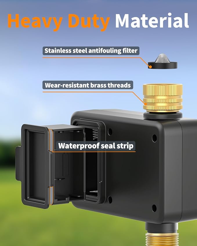 Diivoo Brass WiFi Water Timer, Smart Hose Sprinkler Timer Compatible with Alexa/Google Assistant, 6 Irrigation Plans, Rain Delay & Mist Mode for Garden Lawns (2.4GHz Only)