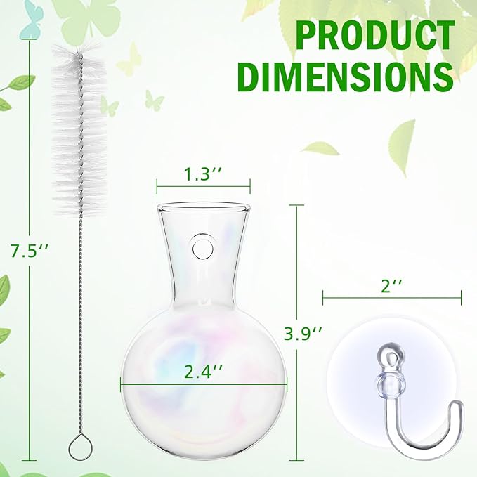 Bunmery 4 pcs Iridescent Window Propagation Stations, Easy to Install Plant Propagation Bulbs with Suckion Cups, No Nails Wall Hanging Planter Propagation Station, Glass Plant Terrarium Vase