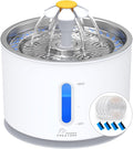 Wonder Creature Cat Water Fountain with Stainless Steel Lid, 2.4L/81oz Automatic Cat Fountain with 4 Filters & 4 Sponges, LED Light and Water Level Window for Cats and Dogs