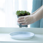 6pcs White Plastic Plant Saucers (8 inch) - Heavy Duty Indoor Plant Trays for Pots with Water Drainage, Drip Catcher & Decor (Set of 6 Round Saucers)
