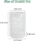 Orchid Pots with Holes 4 Inch, Ceramic Orchid Pot for Repotting with Saucers,More Ventilation Hole Easy Breathing, Plant Pot for Repotting Orchids and Other Flowers - Indoor/Outdoor White