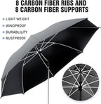 2 PACK Beach Umbrella with Clamp, 360 ° Adjustable Umbrellas for Chair, UPF50+ Umbrella for Beach Chair, Patio Chair, Wheelchair, Camping Chair, Golf Carts (Chair Not Included)