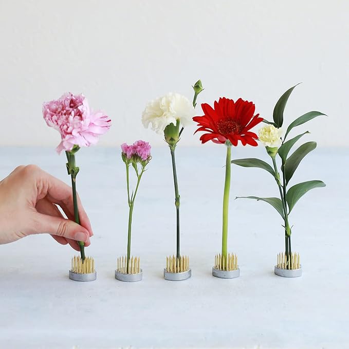 Wazakura Sakura Blossom Kenzan for Ikebana 5PCS, Made in Japan Flower Frog, No Foam Flower Holder, Ecological Petal Shaped Floral Arranging Pin Frog - Sakura Flower