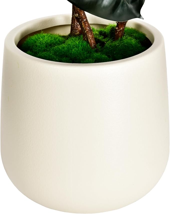 4.5FT Artificial Rubber Tree - 54.5 Inch Tall Fake Plant Indoor Faux Tree with Bendable Branches & Realistic Leaves, Faux Floor Plant for Home Office Decor in White Pot