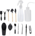14pcs Succulent Planting Tools Set with Spraying Bottle, Mini Shovel, and Pruning Scissors for Indoor Gardening and Potted Plants, Black Gardening Accessories for Plant Care