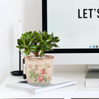 PRETYZOOM Vintage Succulent Pot with Drainage, 4.5'' Small Ceramic Planter with Floral Pattern, Indoor Flower Pot for Balcony, Kitchen, Windowsill Decoration, Christmas Supplies