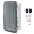 IP67Junction Box, ABS Plastic Outdoor Waterproof Box Electrical Enclosure with Stainless Steel Latch, Hinged Cover Electric Box with Mounting Plate 8.3"x4.3"x3"