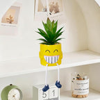 Fake Plants Small Potted Succulents with Yellow Pot, Creative Artificial Succulent Plants in Hanging Leg Fun Pot, Mini Vibrant Faux Plant for Home Office Desk Decor and Gift Choice