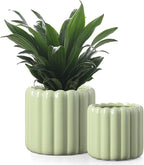 Ceramic Plant Pots,6 inch+4.7 Inch Planter Pot with Drainage Holes,Ceramic Planters for Indoor Plants,Modern Flower Pots for Indoor Outdoor Plants House & Office Décor,Green