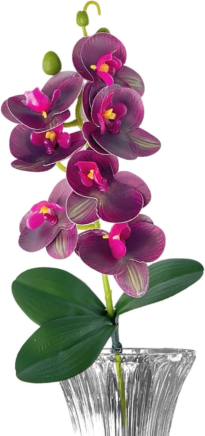 Fake Flowers, Elegant Realistic Design, PP, Orchid Decor Vase, Silk Bloom Arrangement, Long-Lasting, for Home, Bedroom, Bathroom, Living Room, Office