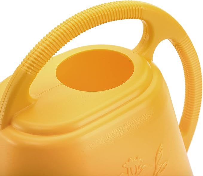 Fasmov 1-Gallon Plastic Watering Can with Comfortable Handle, Garden Watering Cans Long Spout for Indoor Outdoor Watering Plants, Yellow