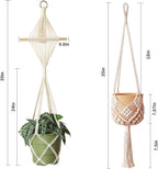 4 Pack Macrame Plant Hangers Indoor Up to 10 inch Pot, Boho Hanging Planters, Plant Holder with 8Pcs Stainless Steel Hooks(4Pcs Black Hanger)