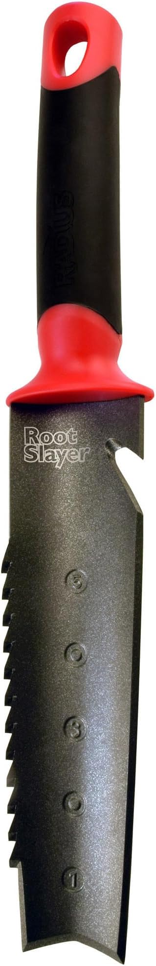 Root Slayer 16211 Garden Soil Knife with Serrated Blade for Digging, Weeding and Root Cutting, Steel Tool, Red