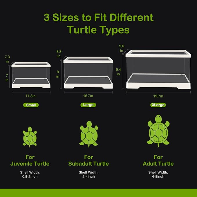 XLarge Turtle Tank Kit,All in One Starter Habitat,Red Eared Slider Aquatic for Tortoise,Fishes and Amphibians,Include Silent Filter,Filter Plates,UVB Lamp,Bulb,Plants,Stone,Basking Platform