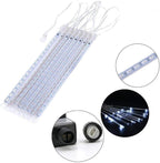 Weepong Christmas Lights Outdoor UL Certified Meteor Shower Lights 12 Inch 8 Tubes 192 LED Falling Rain Drop Icicle Snow Cascading Light for Xmas Tree Wedding Party Garden Decoration, White