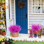 Artificial Faux Plants Outdoor Spring Decoration,Artificial Plants Outdoor Artificial Flowers for Outdoors UV Resistant for Outside Home Planter Porch Patio Window Yard Decor(Pure Fuchsia Eucalyptus)
