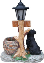 Animal Outdoor Statue Planter Solar Light Welcome Garden Sculpture Resin Flower Pot Decorative Porch Patio Yard Lawn Entryway Figurine with LED Lamp Rustic Plant Holder Ornament Courtyard (D)