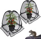 Plant Covers Pop up Gardening Net Cover,Insect Bird Barrier Netting Mesh Plant Netting Pest Guard Cover with Zip Entry for Plants, 2-Pack, Black (Black- 2 Packs)