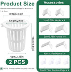 2PCS Upgraded Large Aquarium Plant Holder with 1.57" Extension Hooks and Suction Cups, Aquatic Plant Holder for Fish Tank Aquaponic Plants Cultivation and Aquascape Accessories (White)