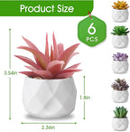 ZINHO Fake Succulent Plant Set 6 PCS Artificial Succulent Plants for Desk Realistic Faux Succulents in Plastic Pots Mini Colorful Succulent Decor for Bedroom Bathroom Office Shelf Decor (Mix)