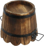 MY MIRONEY Plant Pots, Vintage Wooden Barrel Planter - Solid Rustic Garden Flower Pot with Metal Handles & Frame for Indoor Planter, Office Home Decor, Garden Home Plants, 7.28" x 5.91"