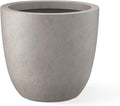 Kante 18 Inch Diameter Round Concrete Planter, Indoor Outdoor Large Plant Pot with Drainage Hole and Rubber Plug for Home Patio Garden, Buff Concrete