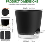 Self Watering Pots for Plants, 2026 New Flower Plant Pots with Drainage Holes, Wicking and Clear Reservoirs for Succulent, Aloe, Cacti and Others - 6 Pack (Black, 4")