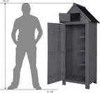 Outvita 70in Outdoor Storage Shed, Waterproof Wooden Garden Storage Cabinet with Lockable Door, Grey