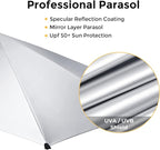 G4Free UPF 50+ Adjustable Beach Umbrella XL with Universal Clamp for Chair Stroller Wheelchair Golf Cart Bleacher Patio
