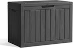 PatioZen 45 Gallon Resin Deck Box, Lockable Patio Outdoor Storage Box for Furniture, Garden Tools and Tools Storage, Waterproof Outside Storage Boxes - Black