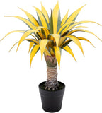 Artificial Green Edged Gold Leaf Spiny Agave Plant with 23 Leaves, 23.62in Faux Agave for Indoor & Outdoor Home Decor Perfect for Porch Living Room Bedroom Patio & Office